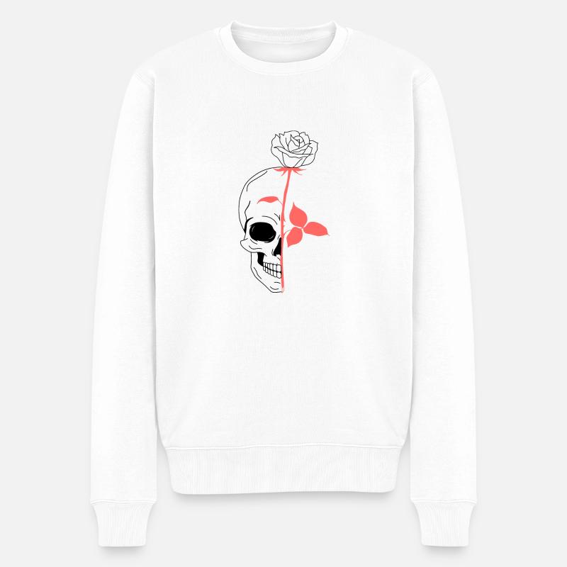 Rosa Totenkopf Totenkopf - Männer Premium Bio Pullover - Weiß