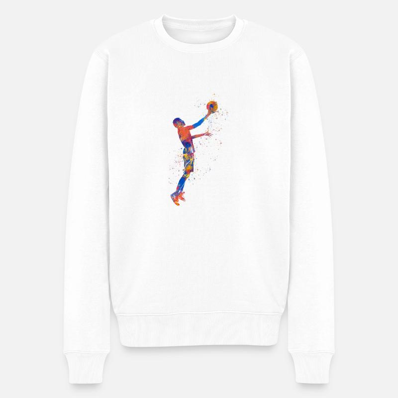 Basketballspieler - Männer Premium Bio Pullover - Weiß