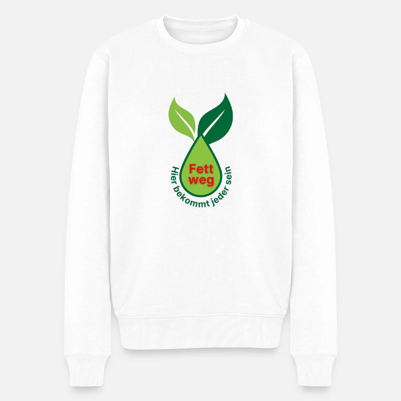 Hier Fettweg - Männer Premium Bio Pullover - Weiß