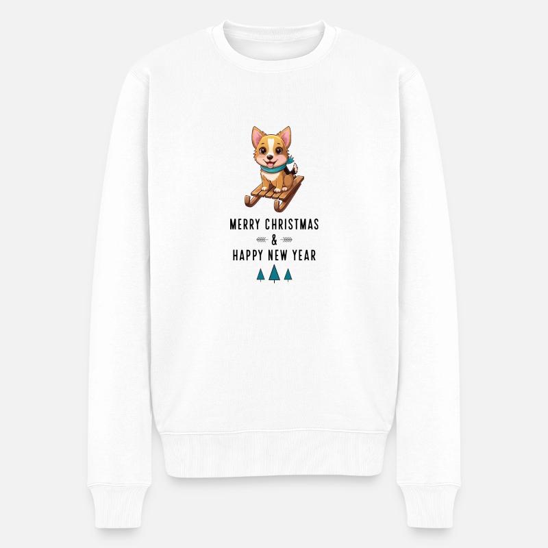 hund zu weihnachten - Männer Premium Bio Pullover - Weiß