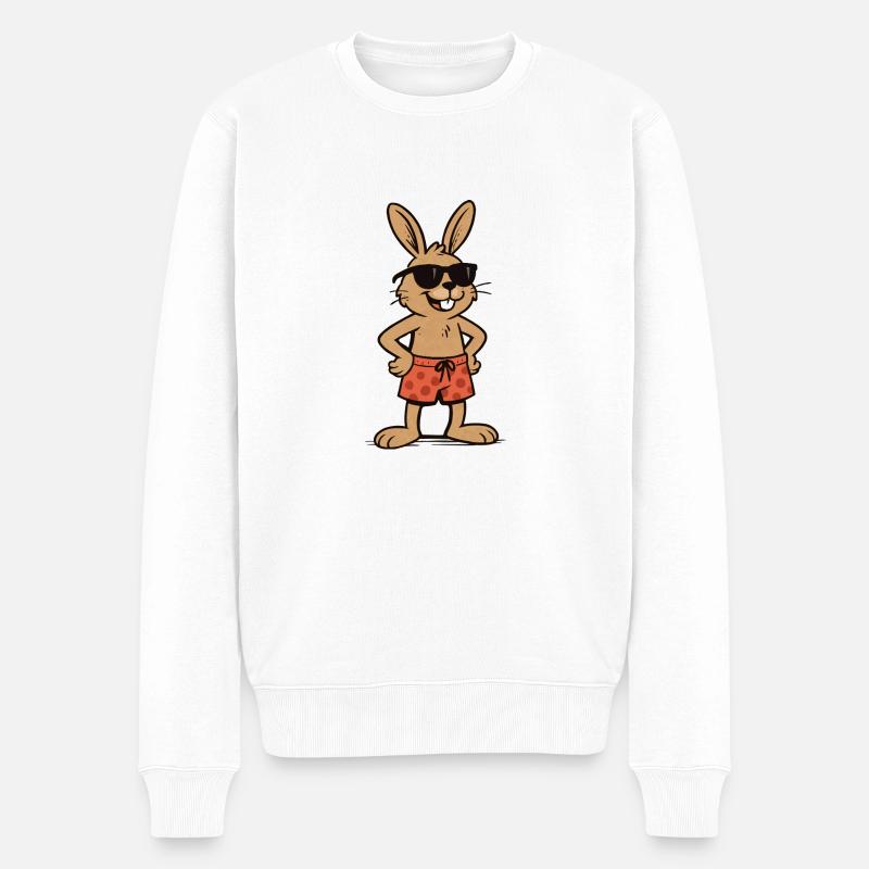 hase sonnenbrille - Männer Premium Bio Pullover - Weiß