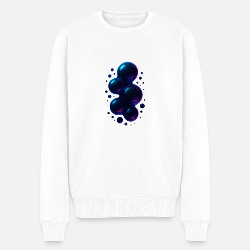 3d Bubbles Blue - Männer Premium Bio Pullover - Weiß