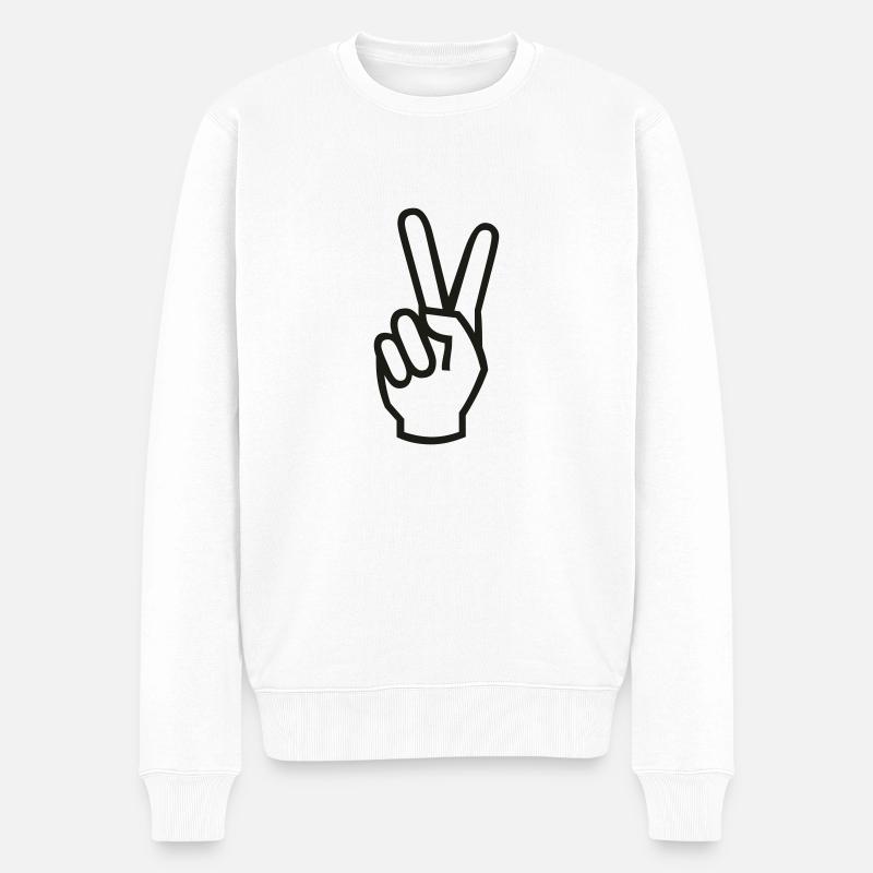 Victory / Peace - Männer Premium Bio Pullover - Weiß