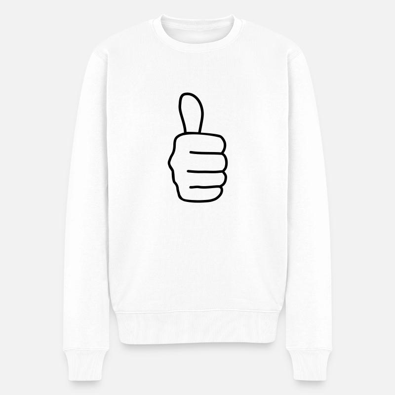 Daumen hoch - Männer Premium Bio Pullover - Weiß