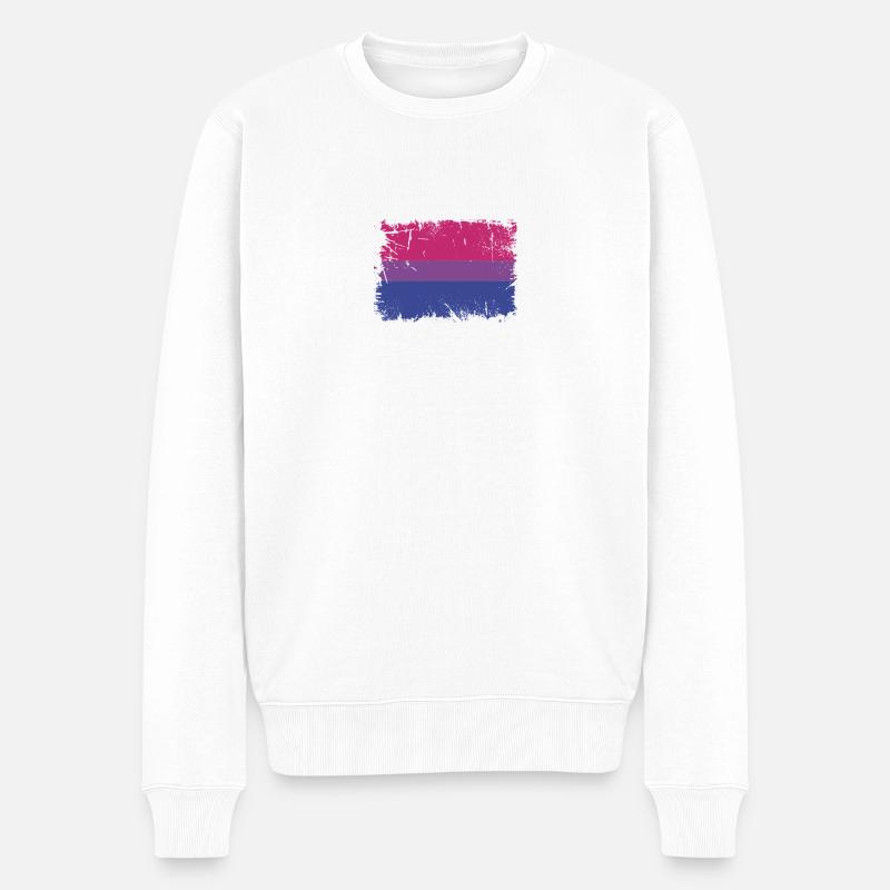 Drapeau de la fierté bisexuelle - Pull Premium bio Homme - blanc