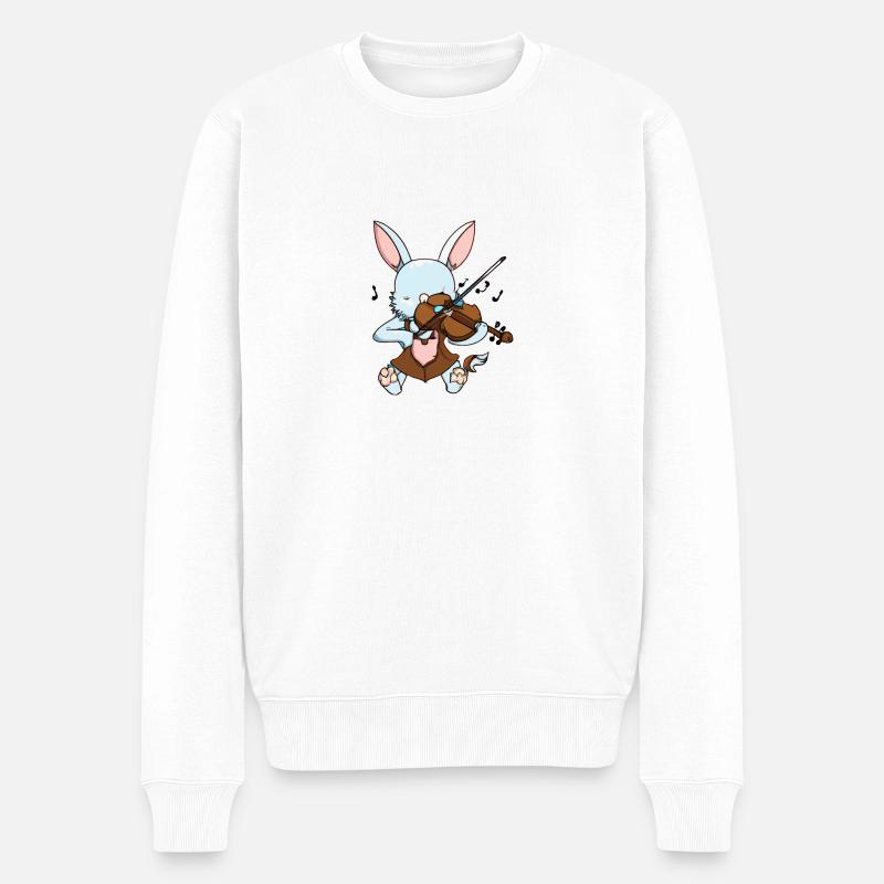 Un lapin joue du violon - Pull Premium bio Homme - blanc