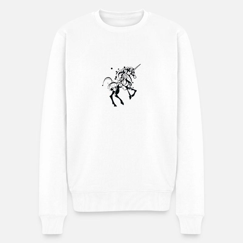 Einhorn - Männer Premium Bio Pullover - Weiß