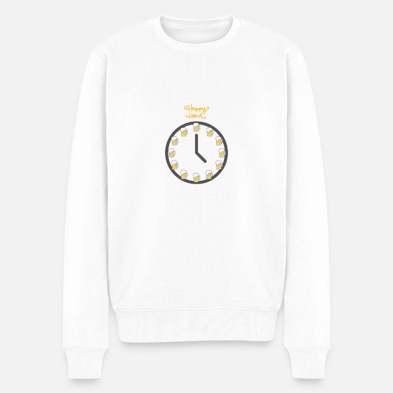 Bier, Happy Hour - Männer Premium Bio Pullover - Weiß