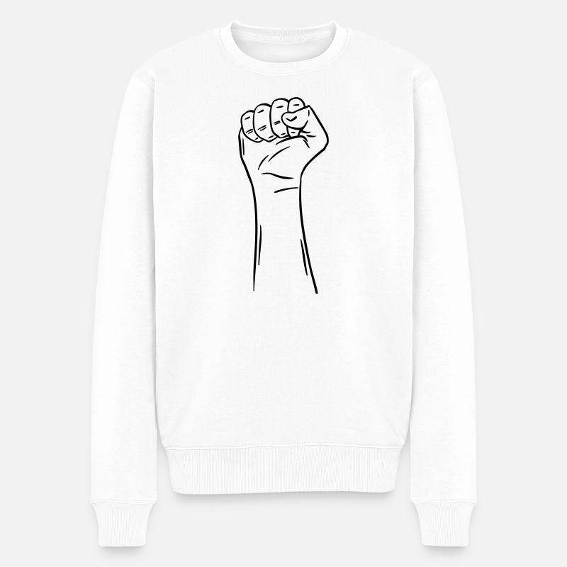 main poing 2 / poing / combat / protestation - Pull Premium bio Homme - blanc