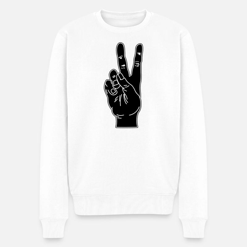 Geste de la main noire paix - Pull Premium bio Homme - blanc