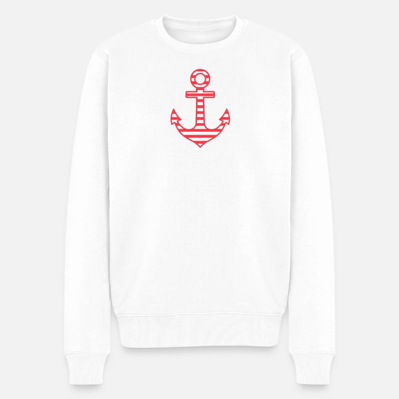 Anker Illustration - Männer Premium Bio Pullover - Weiß