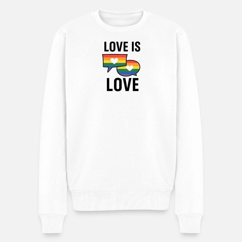 Regenbogen Liebe Sprechblasen - Männer Premium Bio Pullover - Weiß