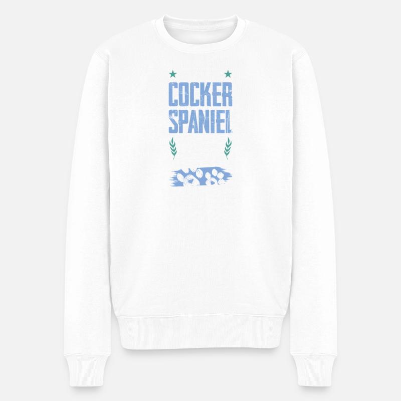 Cocker Spaniel chiens papa - Pull Premium bio Homme - blanc