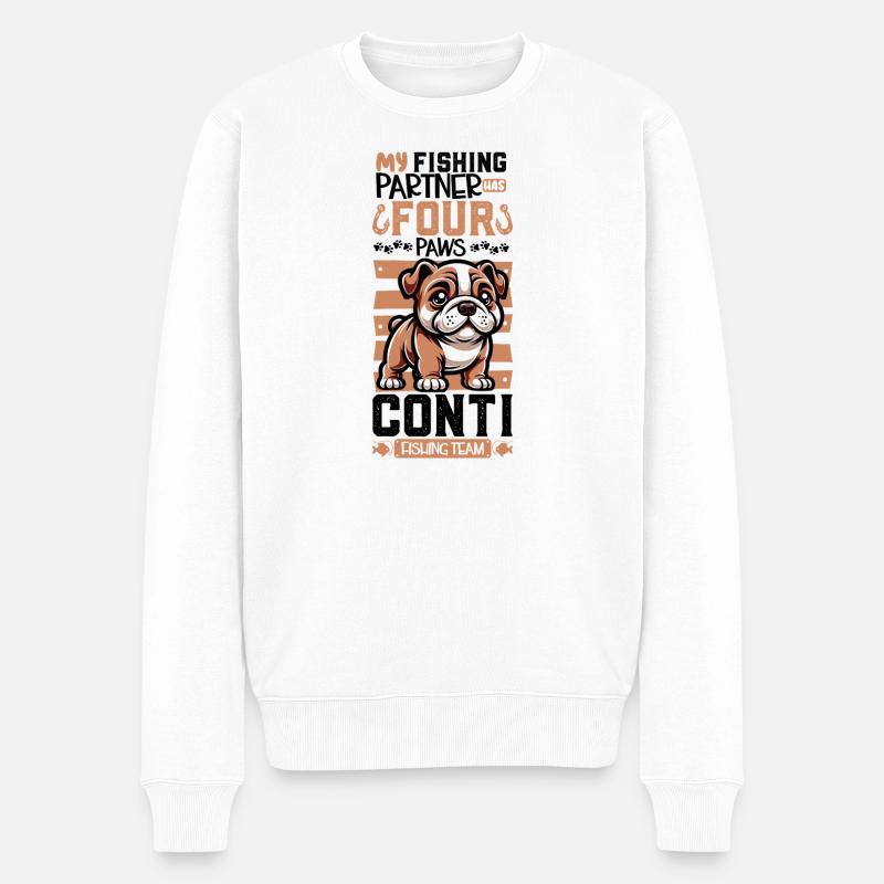Pêche et bouledogue continental - Pull Premium bio Homme - blanc