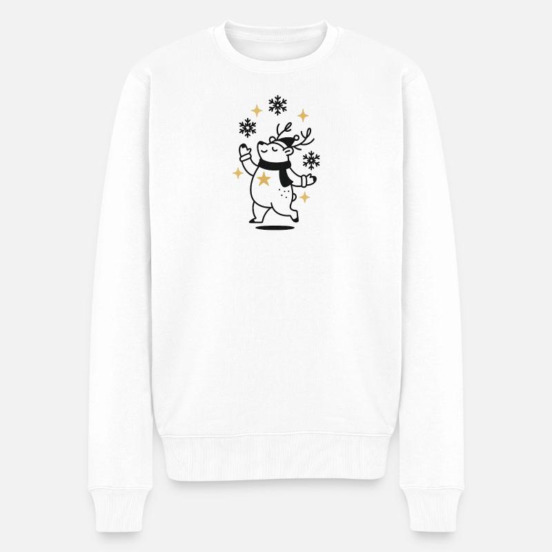 Les rennes dansent à travers l’hiver étoilé - Pull Premium bio Homme - blanc
