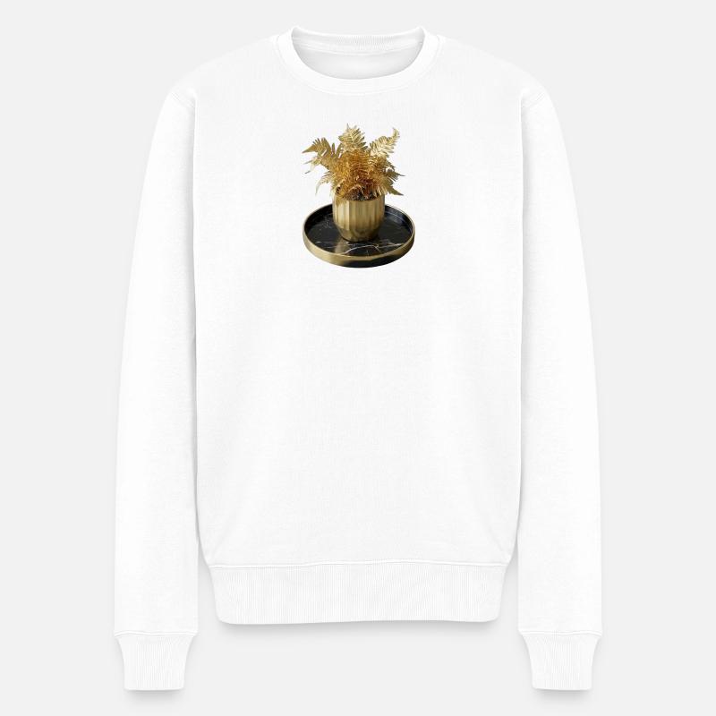 Fougère dorée de l’art moderne - Pull Premium bio Homme - blanc