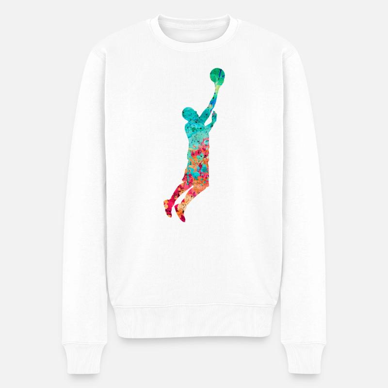 Basketballspieler - PopArt - Männer Premium Bio Pullover - Weiß