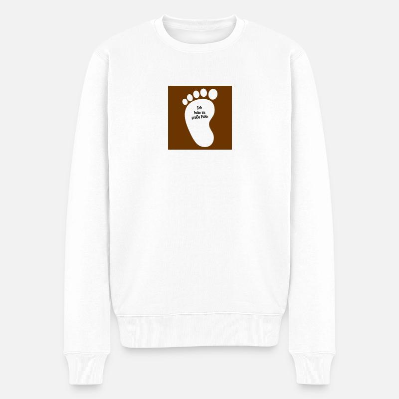 Ich habe zu große Füße - Männer Premium Bio Pullover - Weiß