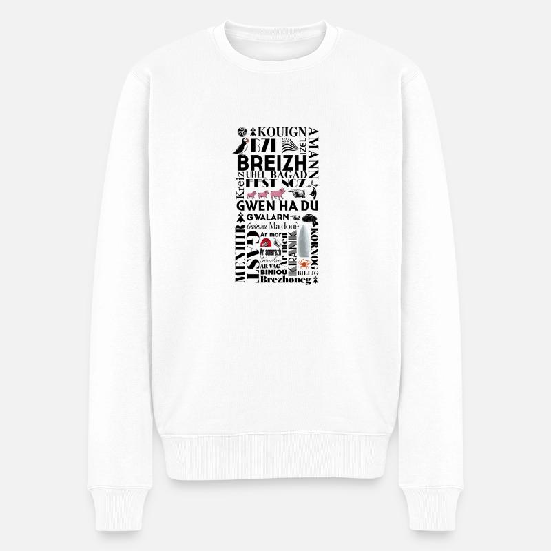 LES MOTS DE LA BRETAGNE - Breizh - BZH - - Pull Premium bio Homme - blanc