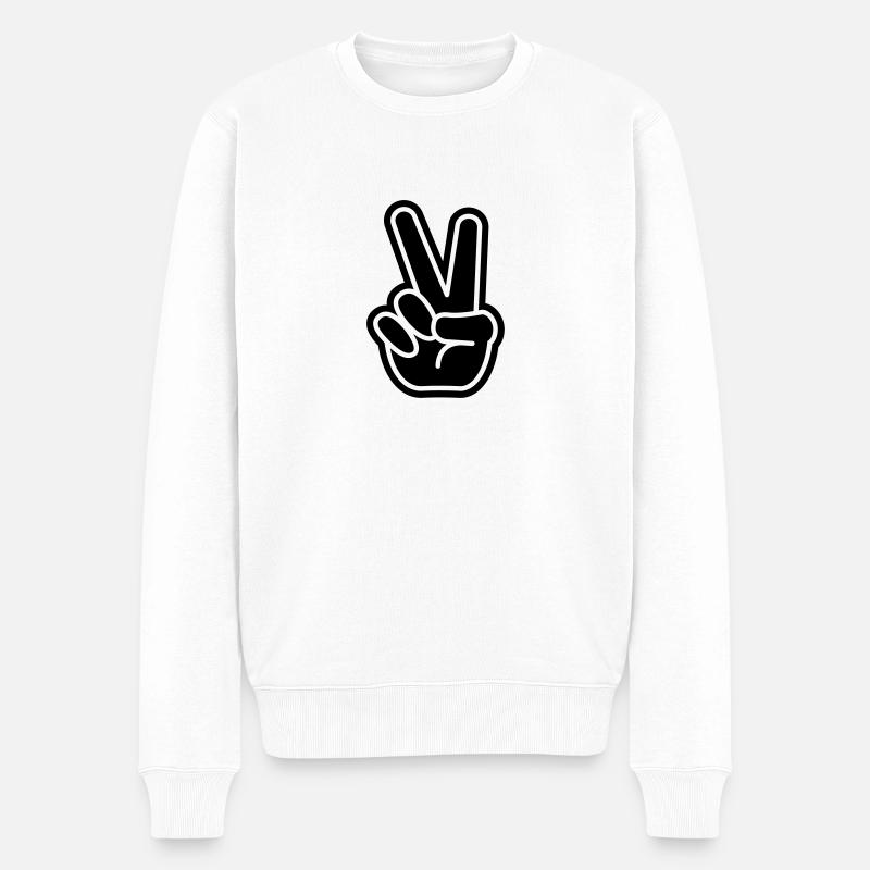 PEACE - Männer Premium Bio Pullover - Weiß