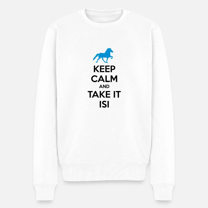 Keep Calm and Take it Isi - Männer Premium Bio Pullover - Weiß