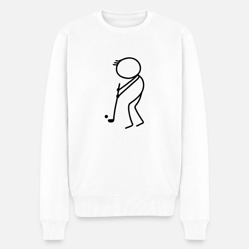 Strichmännchen - Golf - Männer Premium Bio Pullover - Weiß