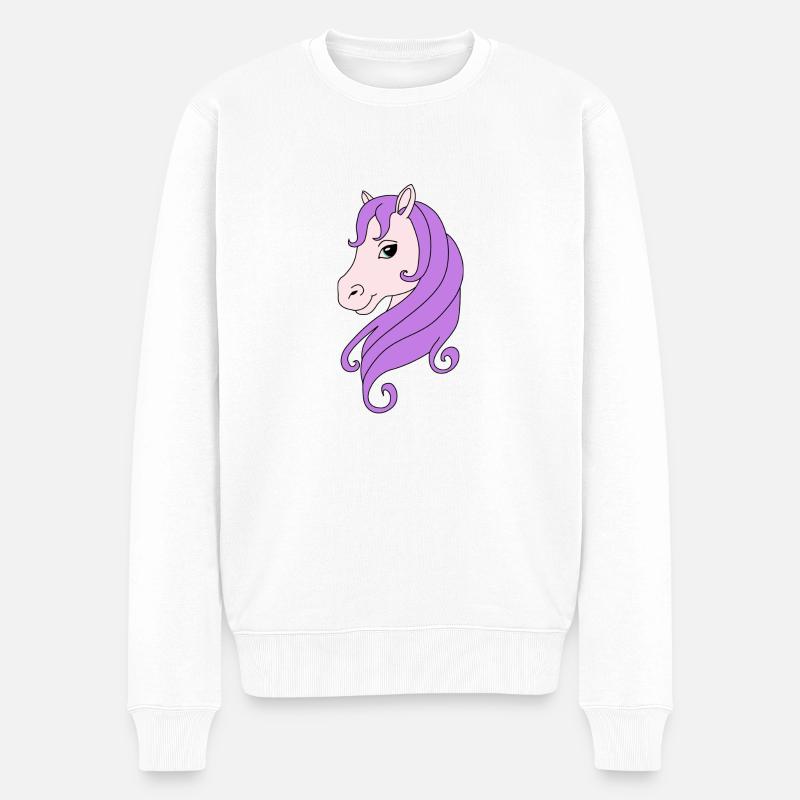 Horse - Pferd - Pony - Männer Premium Bio Pullover - Weiß