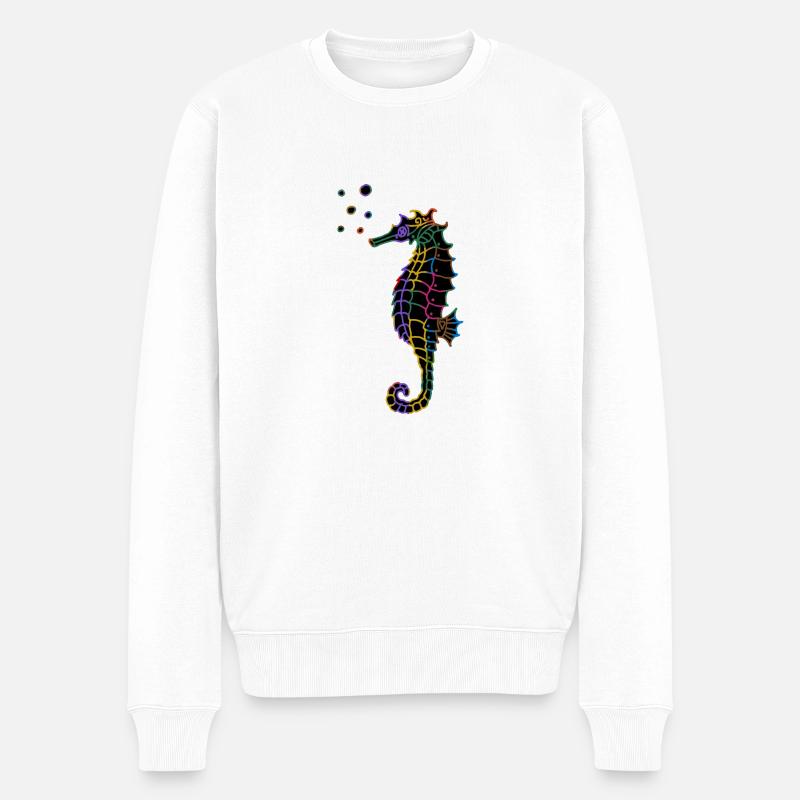 Seepferdchen - Männer Premium Bio Pullover - Weiß