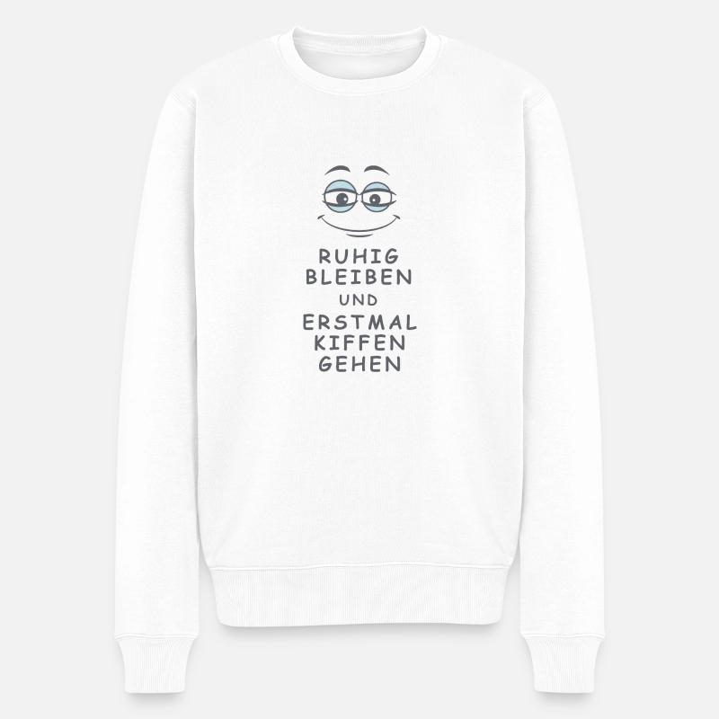 Kiffen gehen - Männer Premium Bio Pullover - Weiß