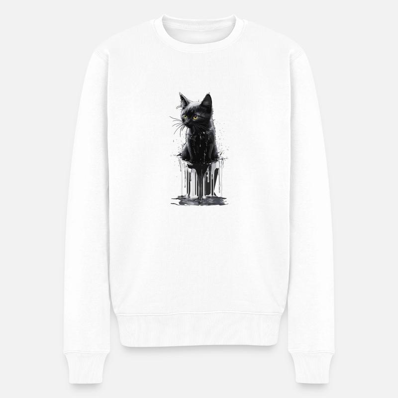 Cat Silver - Männer Premium Bio Pullover - Weiß