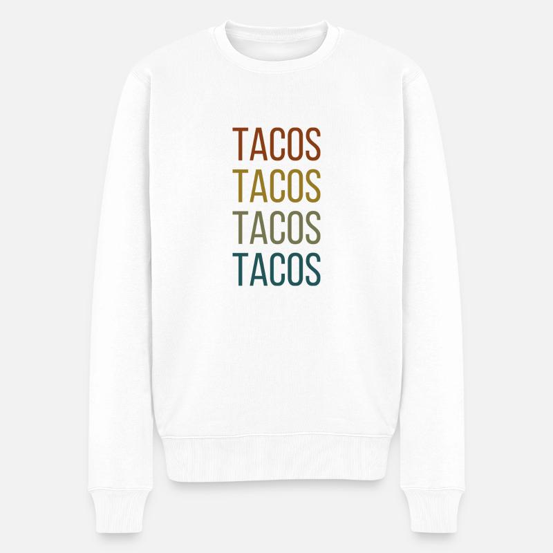 Tacos Rétro Répété Dire - Pull Premium bio Homme - blanc