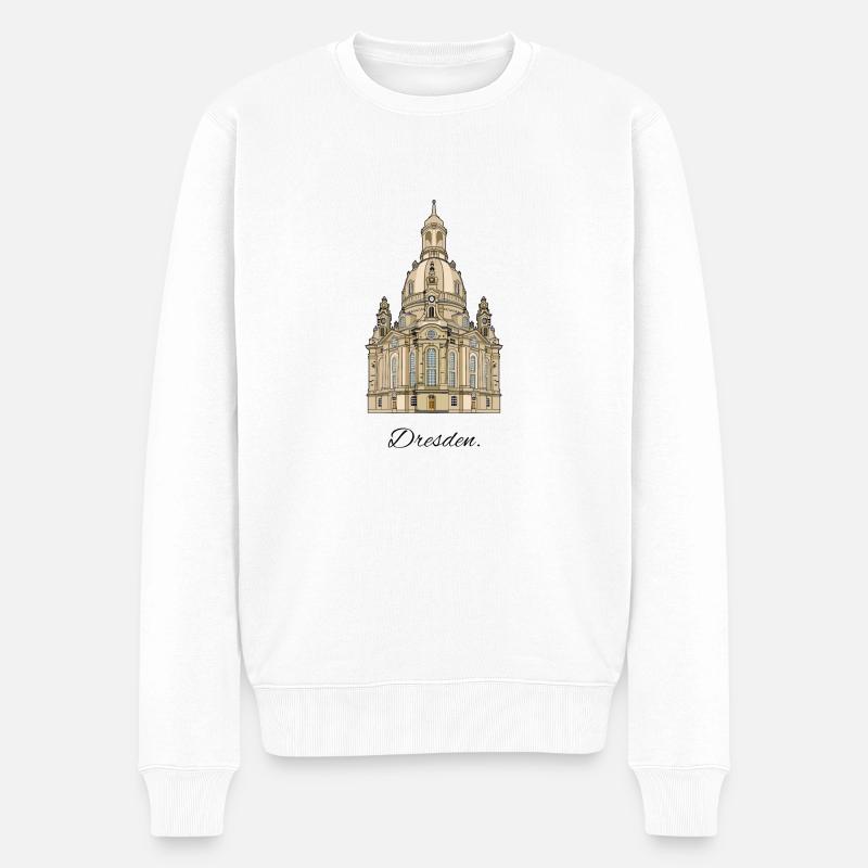 Frauenkirche // Dresden // Illustration - Männer Premium Bio Pullover - Weiß