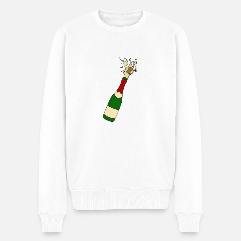 Sektflasche - Männer Premium Bio Pullover - Weiß