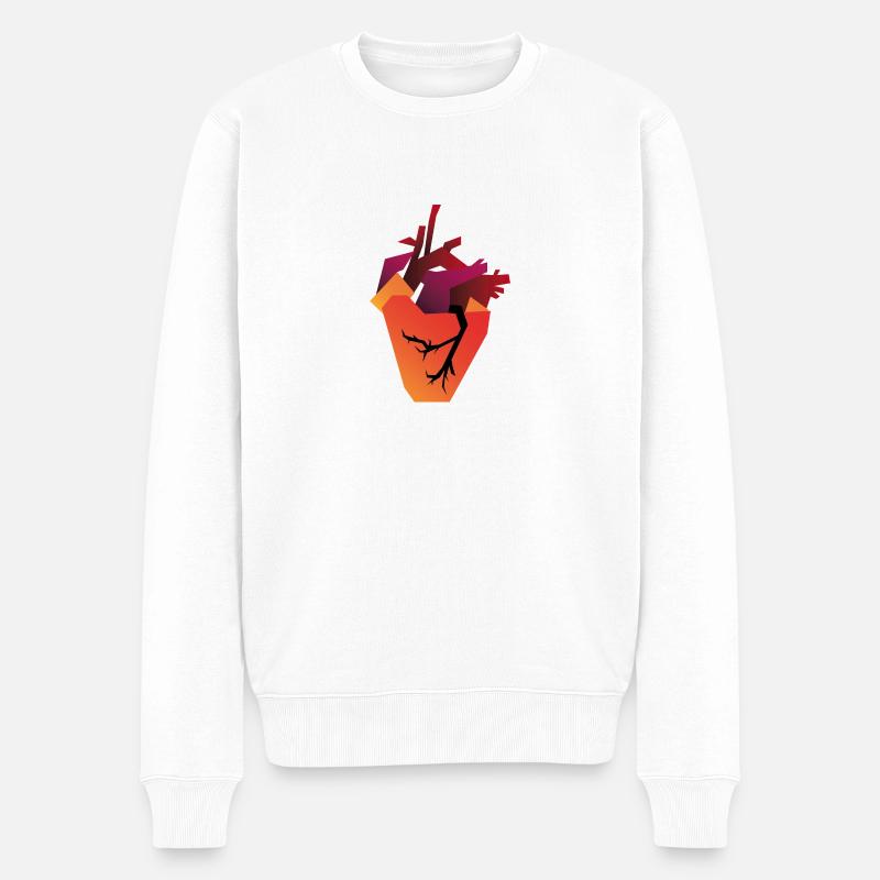 Abstraktes Herz - Männer Premium Bio Pullover - Weiß