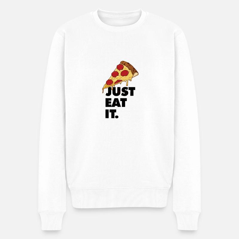 pizza - Männer Premium Bio Pullover - Weiß