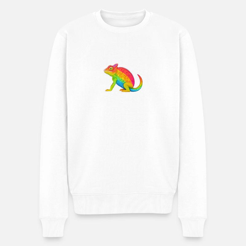 Regenbogen Chamäleon - Männer Premium Bio Pullover - Weiß