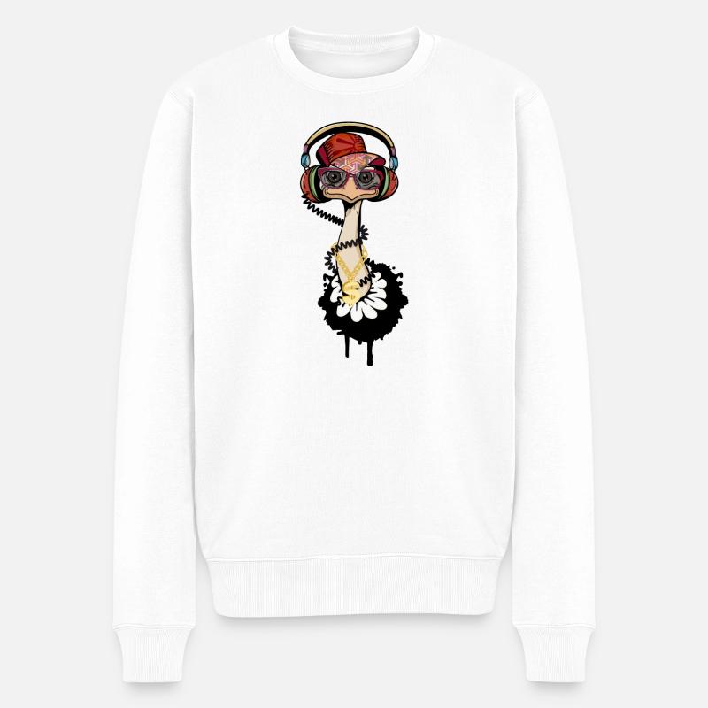 Vogel Strauß im coolen Hip Hop Style - Männer Premium Bio Pullover - Weiß