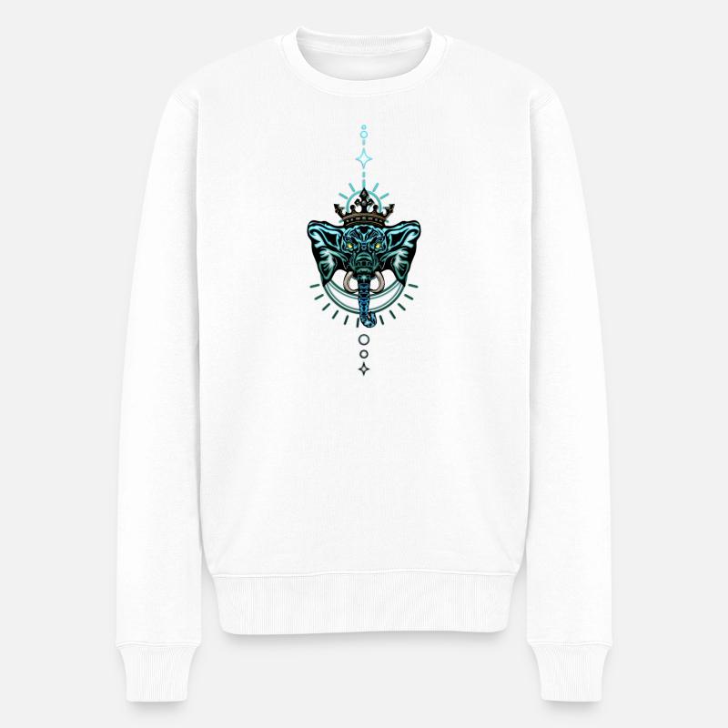 Dekorativer Elefant mit Krone. - Männer Premium Bio Pullover - Weiß