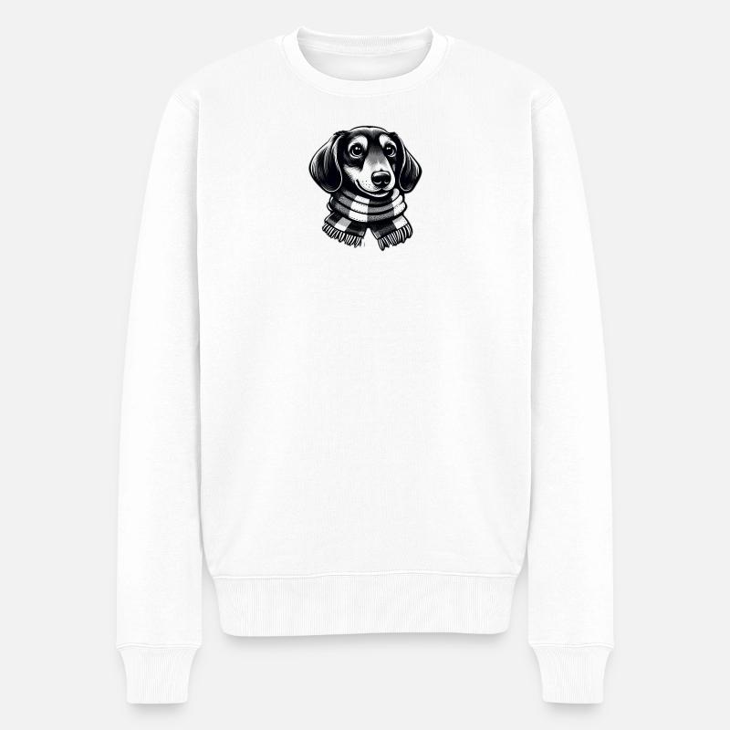 Teckel avec écharpe - Pull Premium bio Homme - blanc