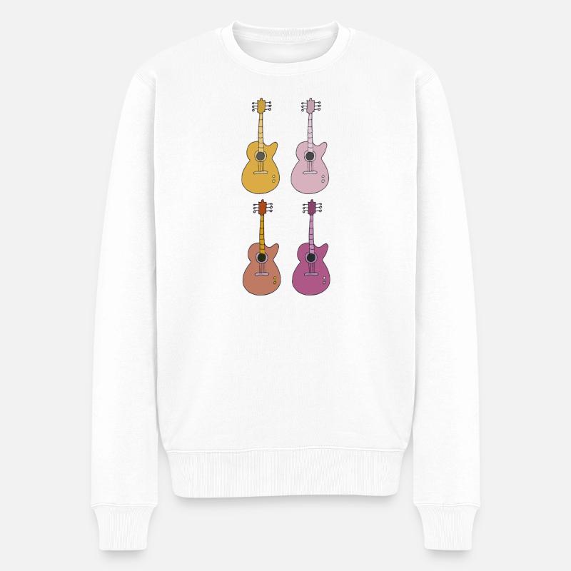gitarre 4fach - Männer Premium Bio Pullover - Weiß