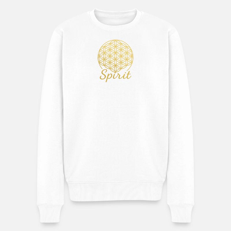 Lebensblume Spirit - Männer Premium Bio Pullover - Weiß