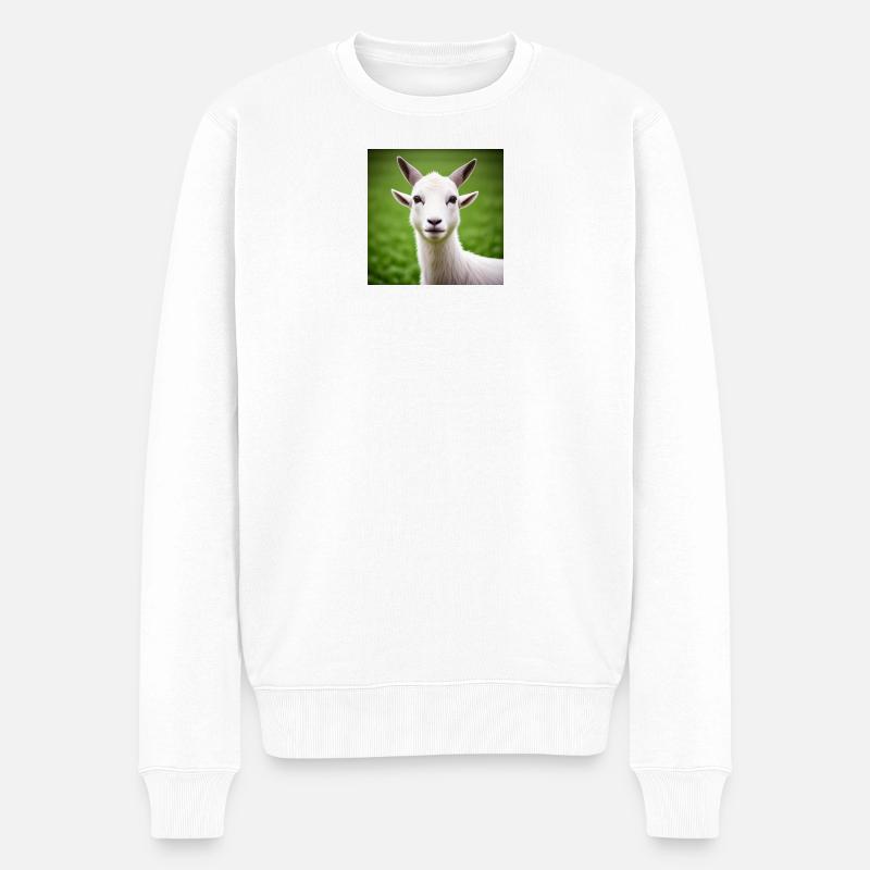 Weiße Ziege in Nahaufnahme - Männer Premium Bio Pullover - Weiß