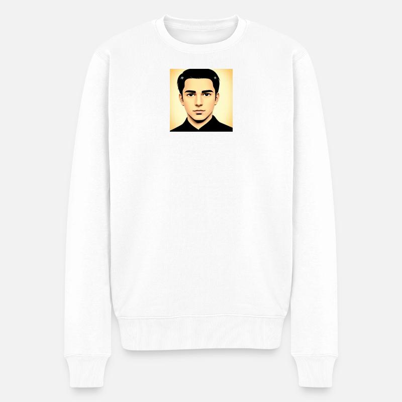 Moderne Pop Art Vektor Porträt - Männer Premium Bio Pullover - Weiß