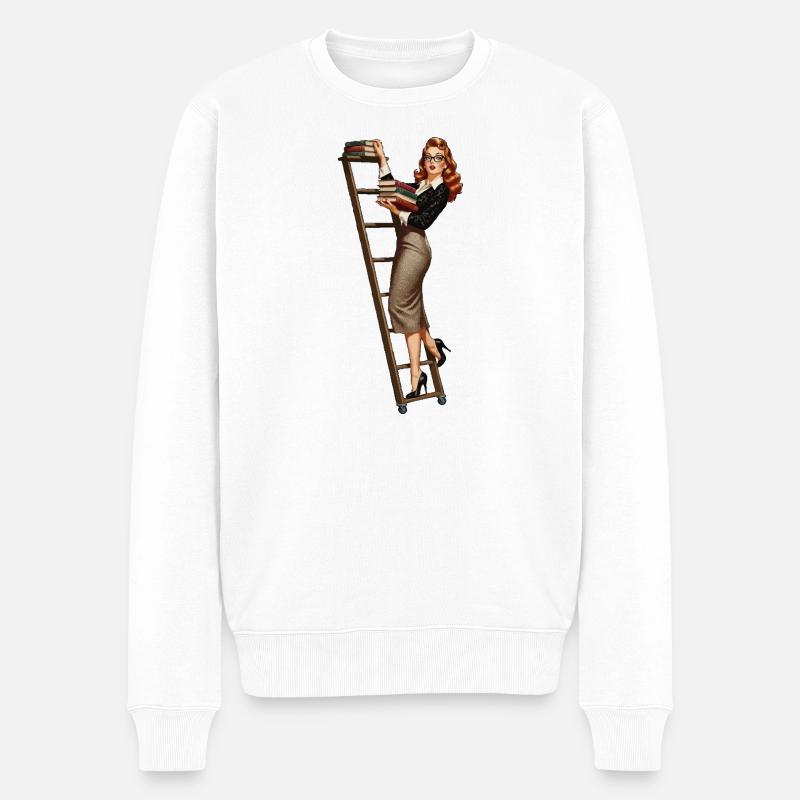 Pin-up de bibliothécaire - Pull Premium bio Homme - blanc