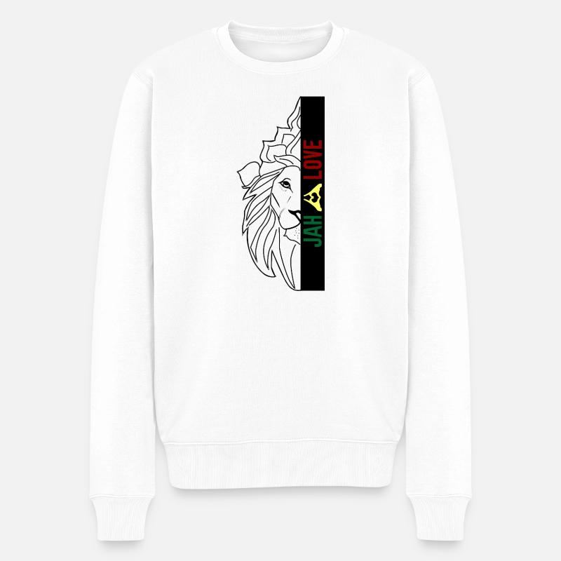 Jah liebt LION - Männer Premium Bio Pullover - Weiß
