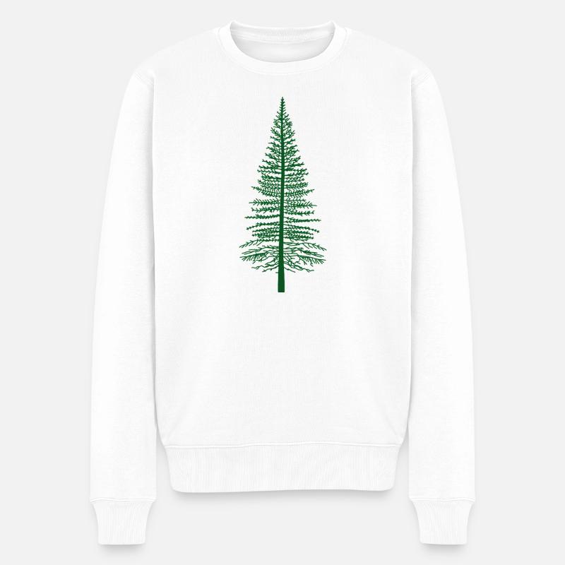 Grüne Tannen-Silhouette - Männer Premium Bio Pullover - Weiß
