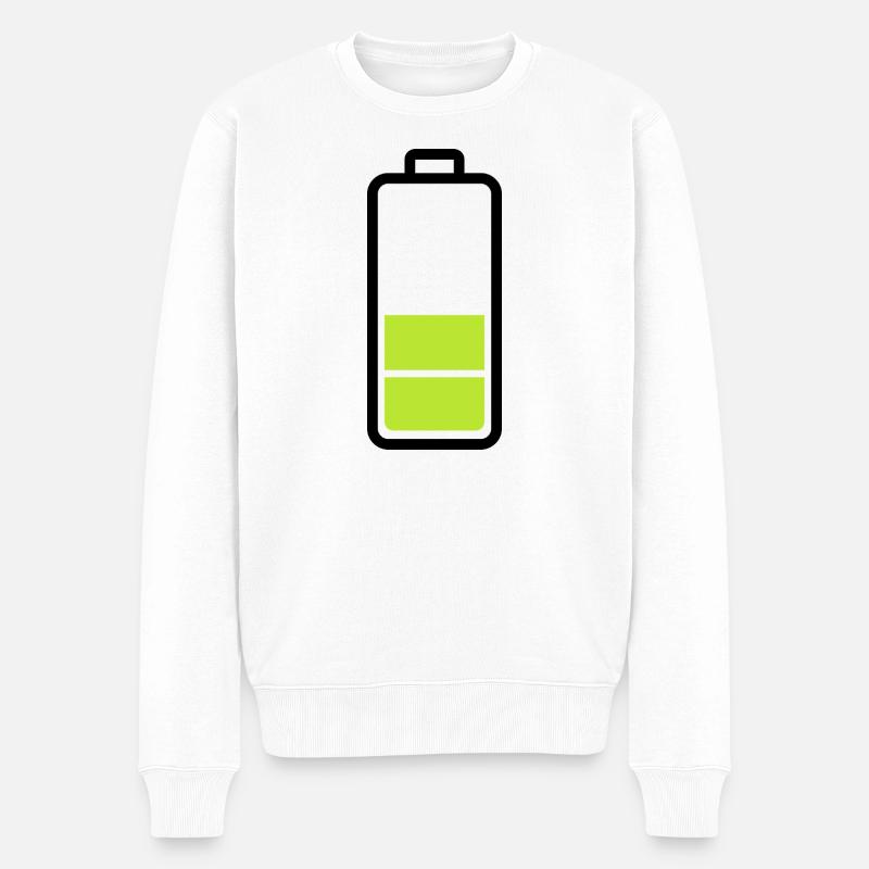 schwache Batterie - Männer Premium Bio Pullover - Weiß
