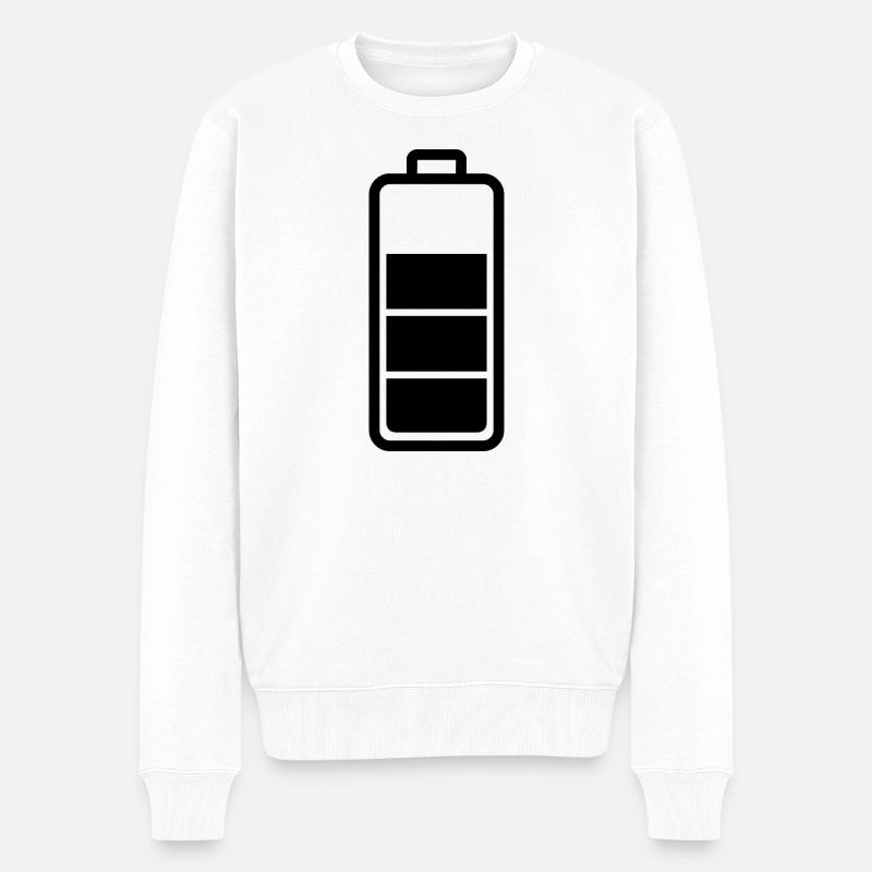 schwache Batterie - Männer Premium Bio Pullover - Weiß