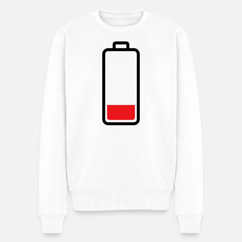 schwache Batterie - Männer Premium Bio Pullover - Weiß
