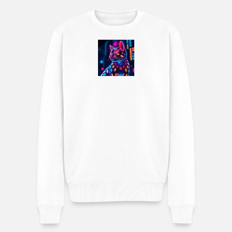 Katze - Männer Premium Bio Pullover - Weiß